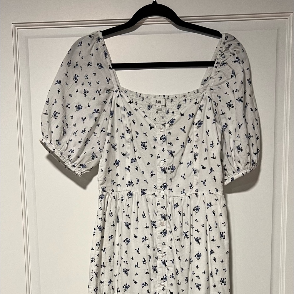 Floral White and Blue Women's Dress